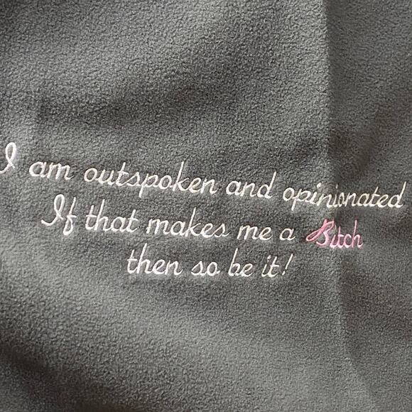 RTB Real Tough Babe Grey Fleece Jacket Coat Asymmetrical Embroidered Custom MED - Picture 8 of 9